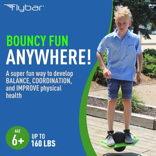 Miniatura 6 de Flybar Pogo - Pelota de truco para niños, tabla de rebote de equilibrio con cubierta antideslizante, bomba incluida, juguetes para interiores