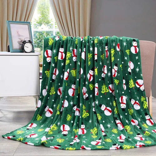 Miniatura 37 de Valerian Manta de Navidad de Terciopelo de Lujo Ultra Suave al Tacto Suave, Cálida, Acogedora Manta/Frazada de Forro Polar con Estampado