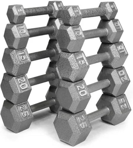 Miniatura 18 de WF Athletic Supply Juego de mancuernas de hierro fundido, juego de mancuernas hexagonales sólidas, color gris, entrenamiento de fuerza, pesas libres