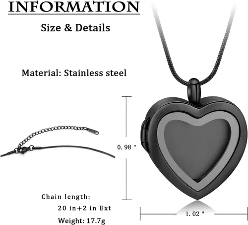 Miniatura 69 de constantlife Joyería de cremación para cenizas – Colgante de corazón conmemorativo collar de urna conmemorativa soporte para cenizas de acero
