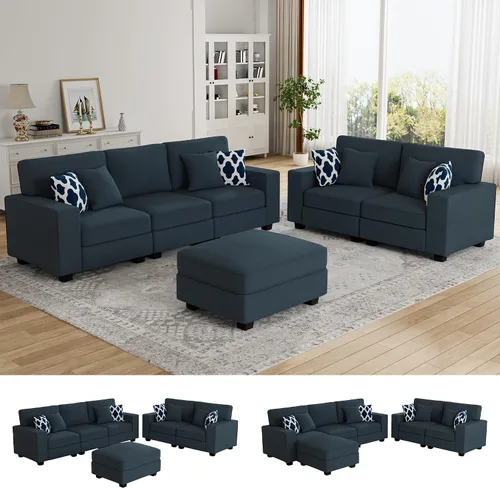 Legend Vansen - Sofá seccional modular en forma de U con otomano, sofá de esquina reversible moderno para sala de estar (Antracita, 2+3 con otomano)
