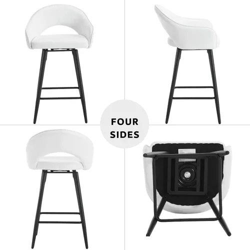 Miniatura 3 de DUOMAY Juego de 2 taburetes de bar giratorios, modernos taburetes de altura de mostrador de 27 pulgadas, silla de isla de cocina tapizada de Blanco