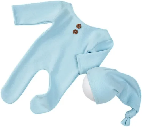 Miniatura 3 de Traje de fotografía para recién nacido, traje de bebé niño y niña, sesión de fotos de ganchillo, ropa de ganchillo, sombrero, pantalones, accesorio