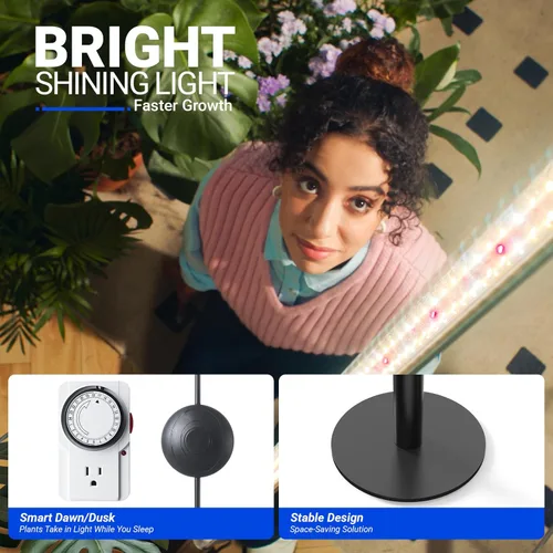 Miniatura 6 de Luz de cultivo Barrina T10 Pro de pie con temporizador, 42W, 169 LEDs, luz de cultivo vertical de espectro completo para interior, cobertura amplia