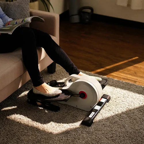 Miniatura 2 de Sunny Health & Fitness Under Desk Pedal Elliptical Machine, Adjustable Resistance Leg Exerciser Office Home Workout While Sitting for Seniors Blanco