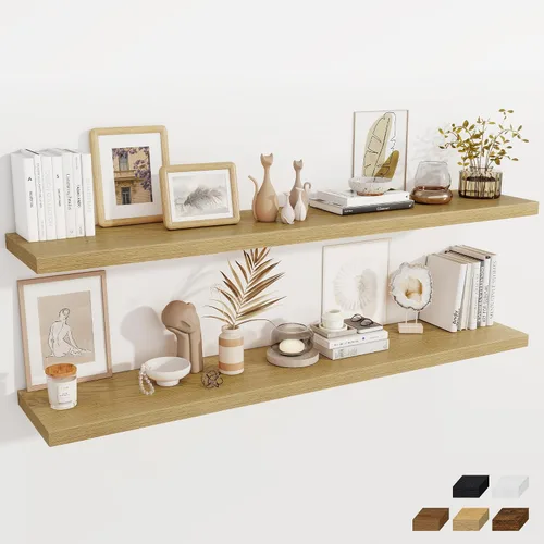Miniatura 37 de Fun Memories Estantes flotantes de 12 pulgadas de profundidad, estantes de pared de madera de 16 x 12 pulgadas, estante de almacenamiento rústico