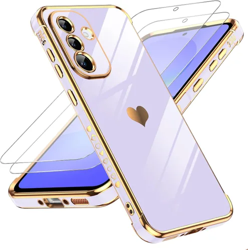 Miniatura 31 de LeYi for Moto G 5G 2025 Case: with Tempered Glass Screen Protector [2 Pcs]+ Full Camera Lens Protection,Love Heart Plating Cute Luxury Soft TPU
