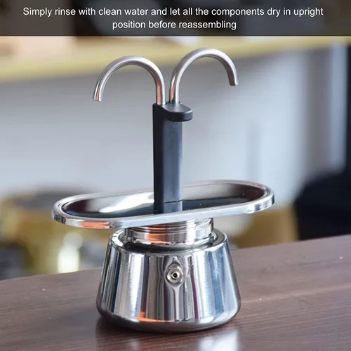 Miniatura 2 de Olla de acero inoxidable, máquina para estufa, cafetera clásica italiana doble tubo