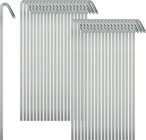 Miniatura 10 de RamPro estacas resistentes para tienda de campaña, ganchos para jardín, galvanizados de acero resistente al óxido (9 pulgadas), Plateado