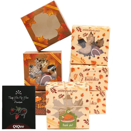 Miniatura 20 de qiqee Cajas de panadería negras con ventana de 4 x 4 x 2.5 pulgadas, 100 paquetes de mini cajas de galletas para macarrones, cajas de pastelería