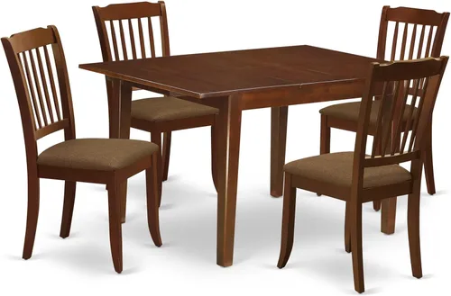 Miniatura 14 de East West Furniture MLDA3-MAH-C - Juego de mesa de comedor moderno de 3 piezas que contiene una mesa rectangular de madera con hoja de mariposa y 2