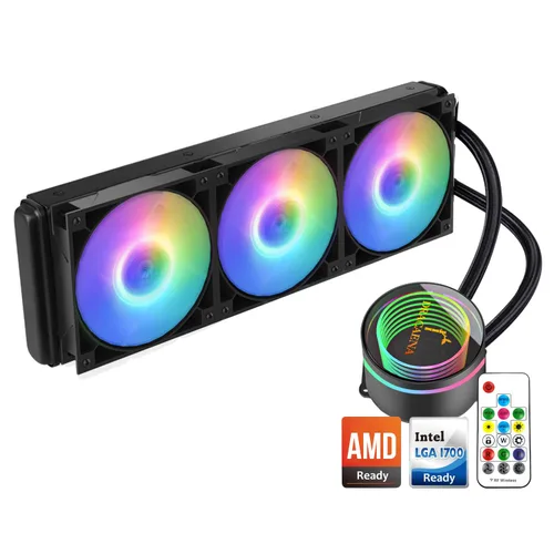 greenDracaena.io 360mm AIO Enfriador de CPU, Radiador de 360mm, Tecnología a Prueba de Fugas, Bomba de Alto Flujo, Sistema de Refrigeración Líquida