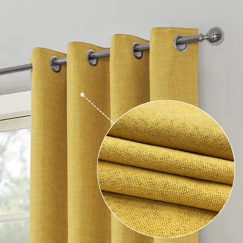 Miniatura 13 de always4u Cortinas 100% opacas con textura de lino, tejido casual, cortinas con aislamiento térmico para sala de estar, dormitorio, 2 paneles, beige