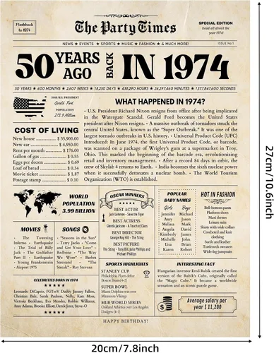 Miniatura 2 de Divertida tarjeta de cumpleaños número 50, tarjeta de cumpleaños de 1974 para novio, tarjeta de feliz cumpleaños 50 para mujeres y hombres, tarjeta