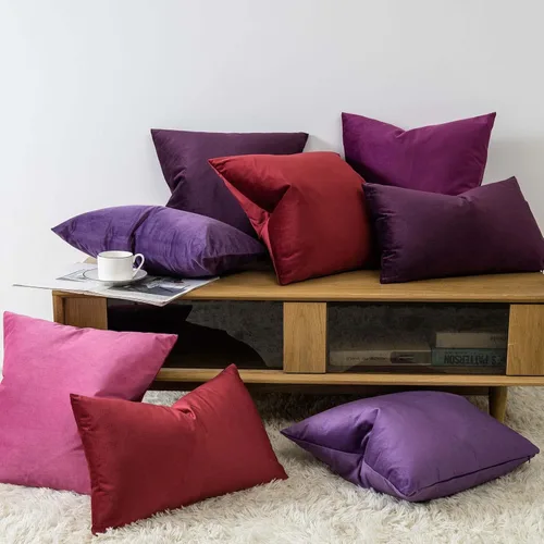 Miniatura 2 de Juspurbet - Juego de 2 fundas decorativas de terciopelo para cojines, fundas suaves para sofá, cama o sillón con cremallera oculta, para sala
