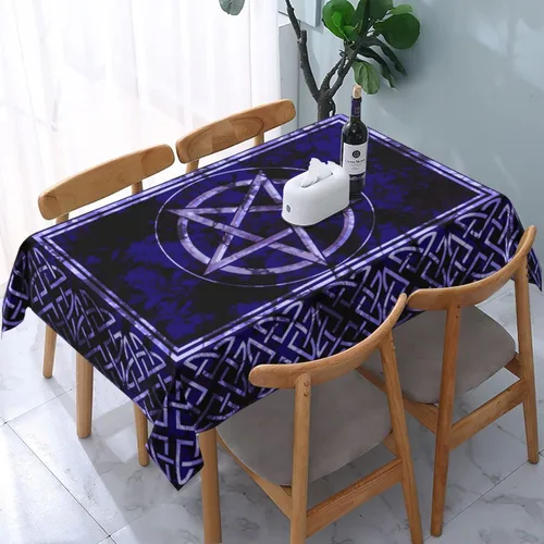 YETTA YANG Wicca Wicca Pentagan Pentagram Impermeable Picnic Party Mantel Rectángulo Mantel Decoración Tela 54 x 72 pulgadas Mantel Rectángulo
