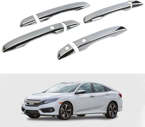 Cubierta cromada para manija de puerta, compatible con Honda Civic Sedan Hatchback Coupé tipo R 2016 2017 2018 2019 2020 2021 con decoración Cromo