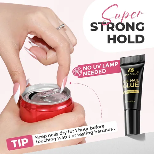 Miniatura 5 de UNA GELLA Pegamento de uñas súper fuerte de 0.07 onzas líquidas x 5 piezas para uñas a presión, puntas de uñas y uñas postizas transparentes, mini