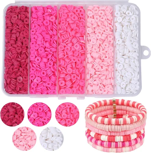 Miniatura 16 de 3500 cuentas de arcilla multicolor para hacer pulseras, cuentas de arcilla polimérica Heishi de 0.236 pulgadas, disco redondo plano para fabricación