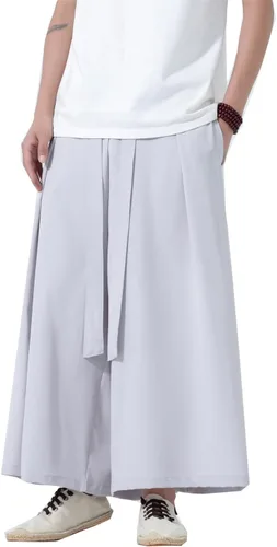 Miniatura 11 de Seidarise Pantalones de yoga japoneses de lino estilo harén de pierna ancha para hombre, estilo harén, estilo hip hop, holgados