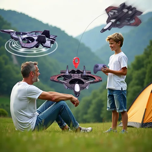 Miniatura 6 de Avión RC de espuma, aviones de control remoto con luces LED, chorro de combate para vuelos nocturnos al aire libre 360° Flip & Spin Stunt Drone Toy
