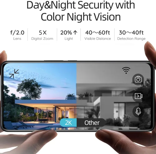 Miniatura 7 de Rraycom Paquete de 4 cámaras de seguridad inalámbricas para exteriores 5G/2.4G, cámara de 2K alimentada por batería con detección de movimiento AI