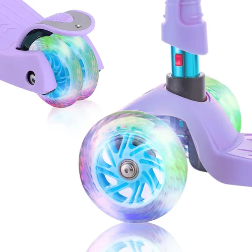 Miniatura 2 de Patinete de 3 ruedas para niños de 6 a 12 años, patinete infantil con ruedas iluminadas, diseño de cubierta resistente y 4 alturas ajustables