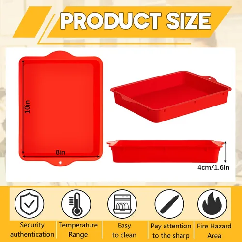 Miniatura 2 de Geetery Juego de 4 moldes cuadrados de silicona para pasteles, molde de silicona para brownies, molde antiadherente para hornear magdalenas, pan
