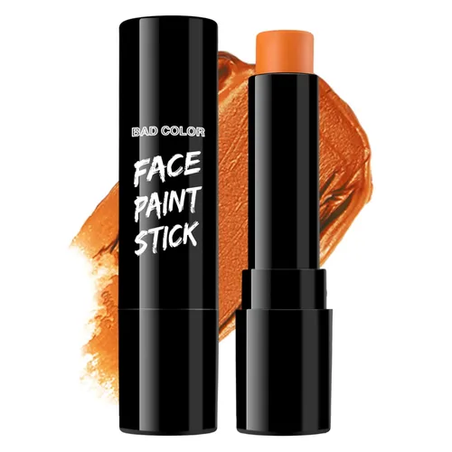 BADCOLOR Barra de pintura naranja para la cara y el cuerpo, crema mezclable para ojos negros de cuerpo completo, maquillaje para Halloween, SFX,