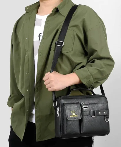 Miniatura 9 de Tellrain Maletín de negocios para hombre, bolsa de mensajero de piel sintética, bolsa de viaje de oficina para negocios, viajes y escuela
