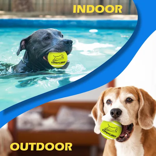 Miniatura 7 de EXPAWLORER Juguetes de tenis para perros, pelotas de tenis de juguete para perros de 2.5 pulgadas con chirriador, paquete de 12 pelotas interactivas