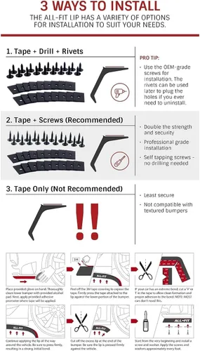 Miniatura 7 de All-Fit Automotive Kit de labios para faldas laterales - Elegante efecto de suelo y flujo de aire mejorado - Accesorios exteriores automotrices