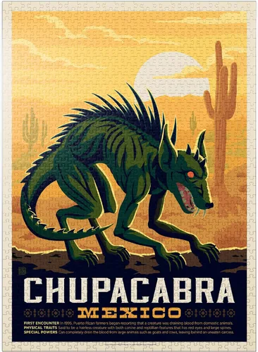 Miniatura 9 de MyPuzzle Mythical Creatures: Chupacabra, póster vintage, rompecabezas de 100 piezas para adultos