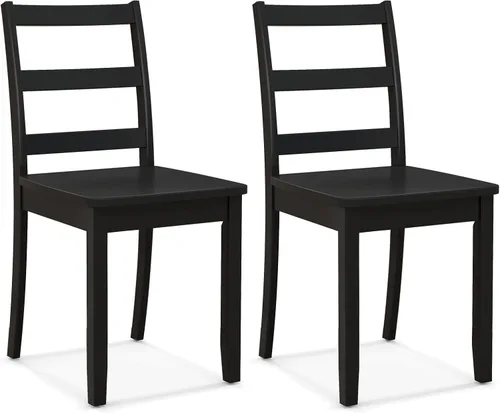 Miniatura 10 de Giantex Juego de 2 sillas de comedor de madera blanca - Sillas de cocina sin brazos de madera con patas de madera de goma sólida, almohadillas