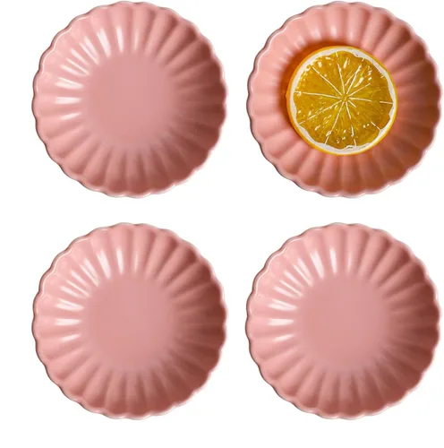 Miniatura 10 de Gaolinci Plato de cerámica con forma de flor de 3.5 pulgadas, mini condimento lateral, platos para servir aperitivos, juego de platillos pequeños