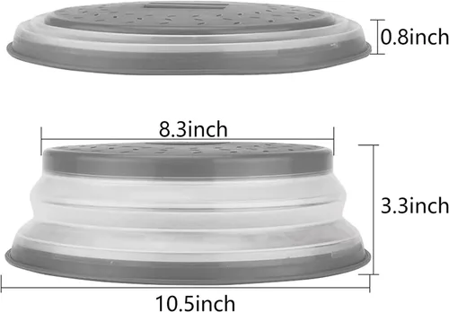 Miniatura 6 de Cubierta para placa de microondas de 10.5 pulgadas, redonda, ventilada, plegable, a prueba de salpicaduras con mango de fácil agarre, apta