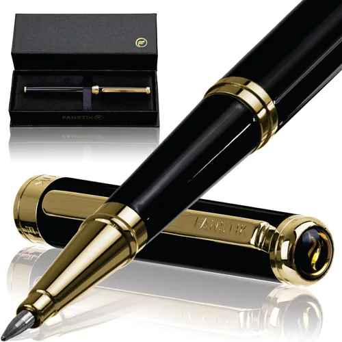 Miniatura 14 de FANSTIK Bolígrafo de lujo negro y dorado, juego de regalo elegante para mujeres, chapado en oro real de 24 quilates, juego de regalo profesional