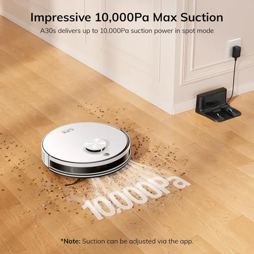 Miniatura 2 de ILIFE Aspiradora robot A30s, aspiradora robótica de succión máxima de 10000 Pa con navegación LiDAR, mapeo del hogar, zona prohibida, 150 minutos