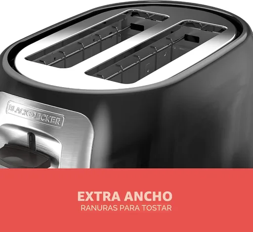 Miniatura 3 de BLACK+DECKER Tostadora de 2 rebanadas, TR1278BD, ranuras extra anchas, 7 configuraciones de tostado, 850 vatios, botones para pan congelado y Negro