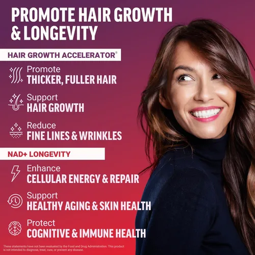 Miniatura 2 de Paquete de FORCE FACTOR NAD+ + Force Factor Hair Growth Accelerator Soft Chews, mezcla de bayas, 60 masticables suaves