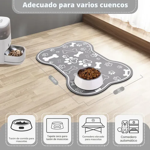 Miniatura 6 de Alfombrilla para Comida de Perros y Gatos, Alfombrilla para Alimentación de Mascotas de Absorción Rápida, Alfombrilla para Perros en Forma de Hueso