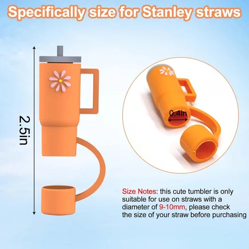 Miniatura 5 de AIERSA 10 Tapas de Cobertura para Pajita para Vaso Stanley, Tapa de Pajita de Silicona Compatible con Vaso Stanley de 30 y 40 Oz con Asa