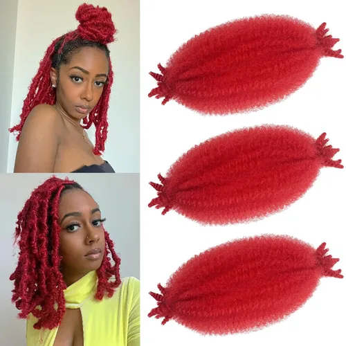 Miniatura 18 de Trenzas de pelo rizado anudadas a crochet estilo afro Marley, 12 pulgadas, pelo pre-separado y trenzado en resorte, trenzas de pelo afro rizado y 4#