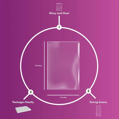 Miniatura 3 de Purple Q Crafts Bolsas transparentes de celofán de 12 x 18 pulgadas para cestas pequeñas y regalos de 1.2 mil de grosor (10 bolsas)