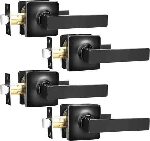 Miniatura 23 de GOBEKOR Paquete de 1 manija de paso, manijas de puerta negras para cerradura de puerta de armario, manija de puerta interior sin llave con cerradura