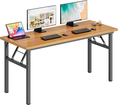 Miniatura 46 de DlandHome - Mesa plegable para computadora de 47 pulgadas, escritorio portátil, mesa de actividades, mesa de conferencias, escritorio de oficina