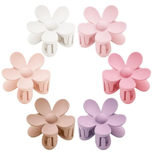Miniatura 13 de 6 pinzas para el cabello de flores, pinzas de margarita, pinzas de garra grandes mate, pinzas de sujeción fuerte, accesorios para cabello grueso, 6