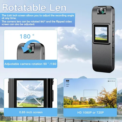 Miniatura 2 de Mini cámara corporal HD 1080P grabadora de video portátil, pequeña cámara de seguridad con tarjeta SD de 32 GB, visión nocturna, pantalla de 1.3