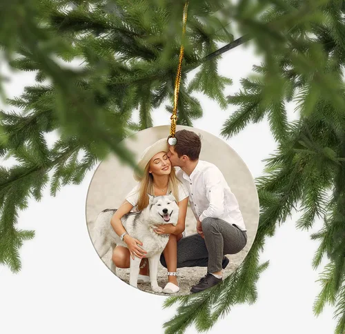 Miniatura 5 de Smile Art Design Adorno de Navidad con foto personalizada 2025/2026, adornos de cerámica, adorno de imagen personalizada, adorno familiar