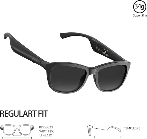 Miniatura 8 de Lentes inteligentes Gafas Bluetooth Marco ultraligero de 1.46 oz para exteriores Llamadas manos libres, control de música y voz Batería